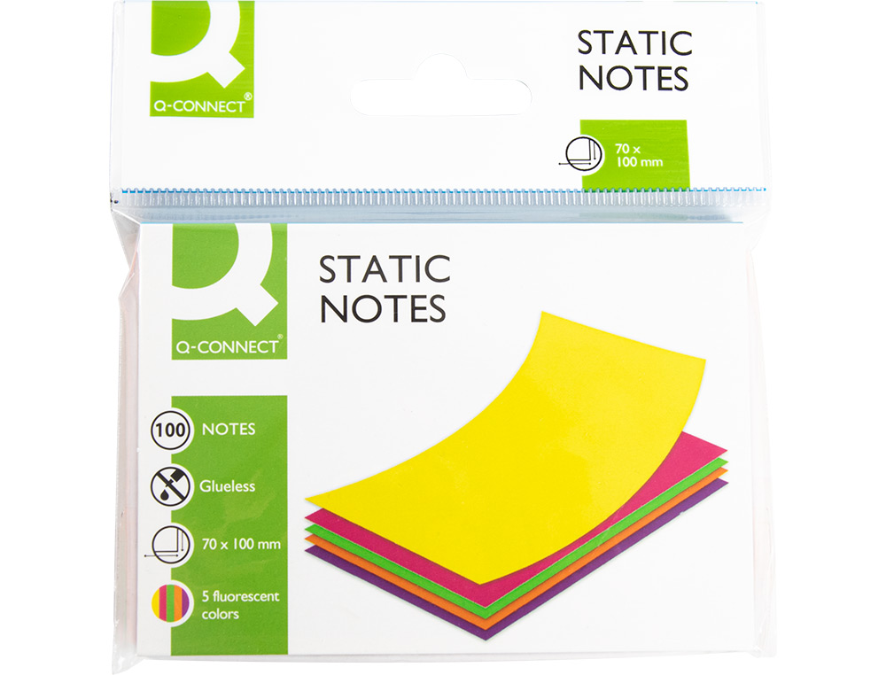 BLOCO DE NOTAS MAGNETICAS Q-CONNECT 70X100 MM 100 FOLHAS 5 CORES FLUORESCENTES