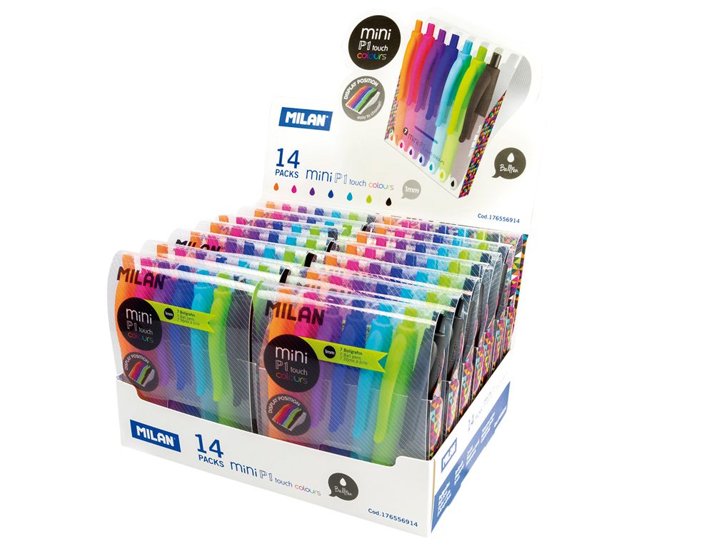 ESFEROGRAFICA MILAN P1 RETRATIL 1 MM TOUCH MINI ESTOJO DE 7 UNIDADES CORES SORTIDAS