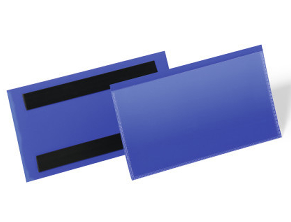 BOLSA DURABLE MAGNETICA 150X67 MM PLASTICO AZUL JANELA TRANSPARENTE PACK DE 50 UNIDADES