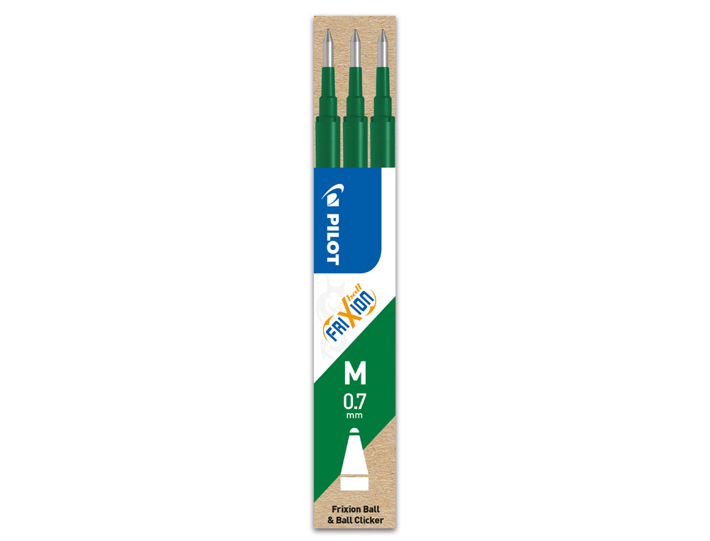RECARGA ESFEROGRAFICA PILOT FRIXION BALL VERDE CAIXA DE 3 UNIDADES