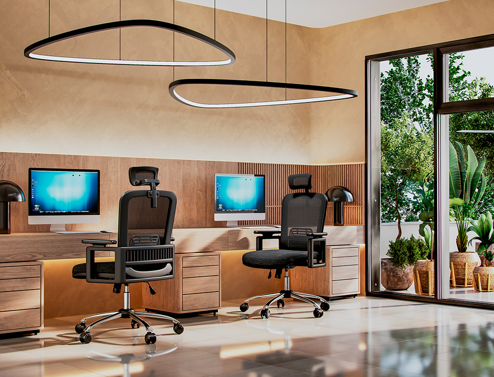CADEIRA DE DIRECAO Q-CONNECT FONDI ERGONOMICA BASE METAL ENCOSTO ALTO COM APOIO DE CABECA REGULAVEL EM ALTURA