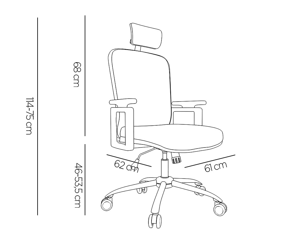 CADEIRA DE DIRECAO Q-CONNECT FONDI ERGONOMICA BASE METAL ENCOSTO ALTO COM APOIO DE CABECA REGULAVEL EM ALTURA