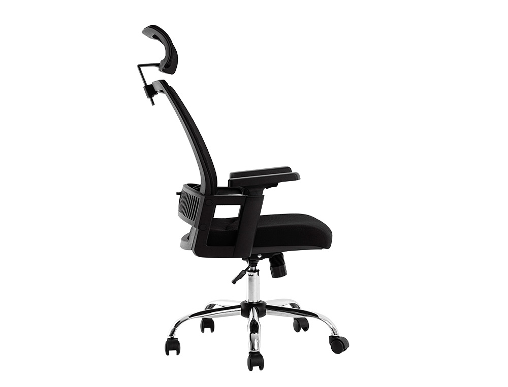 CADEIRA DE DIRECAO Q-CONNECT FONDI ERGONOMICA BASE METAL ENCOSTO ALTO COM APOIO DE CABECA REGULAVEL EM ALTURA