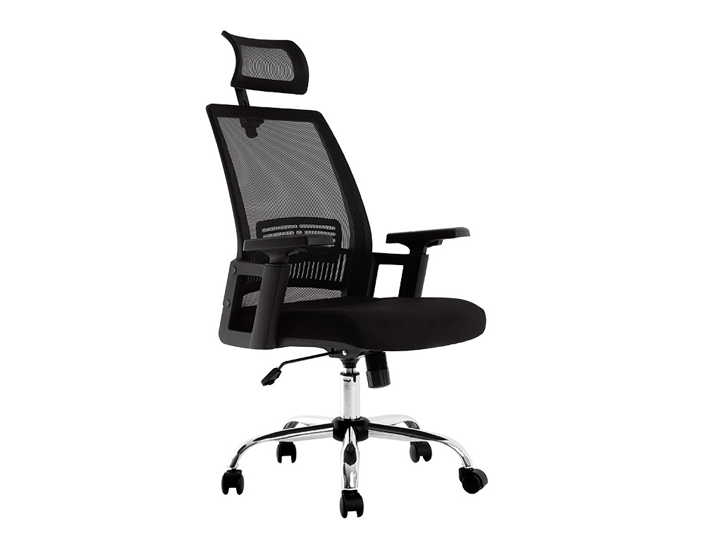 CADEIRA DE DIRECAO Q-CONNECT FONDI ERGONOMICA BASE METAL ENCOSTO ALTO COM APOIO DE CABECA REGULAVEL EM ALTURA