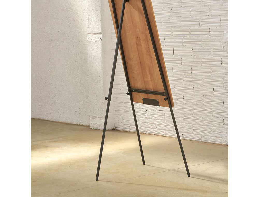 QUADRO BRANCO ROCADA COM TRIPE LACADO MAGNETICO BRACO EXTENSIVEL TABULEIRO COR CARVALHO 69X99 CM ALTURA