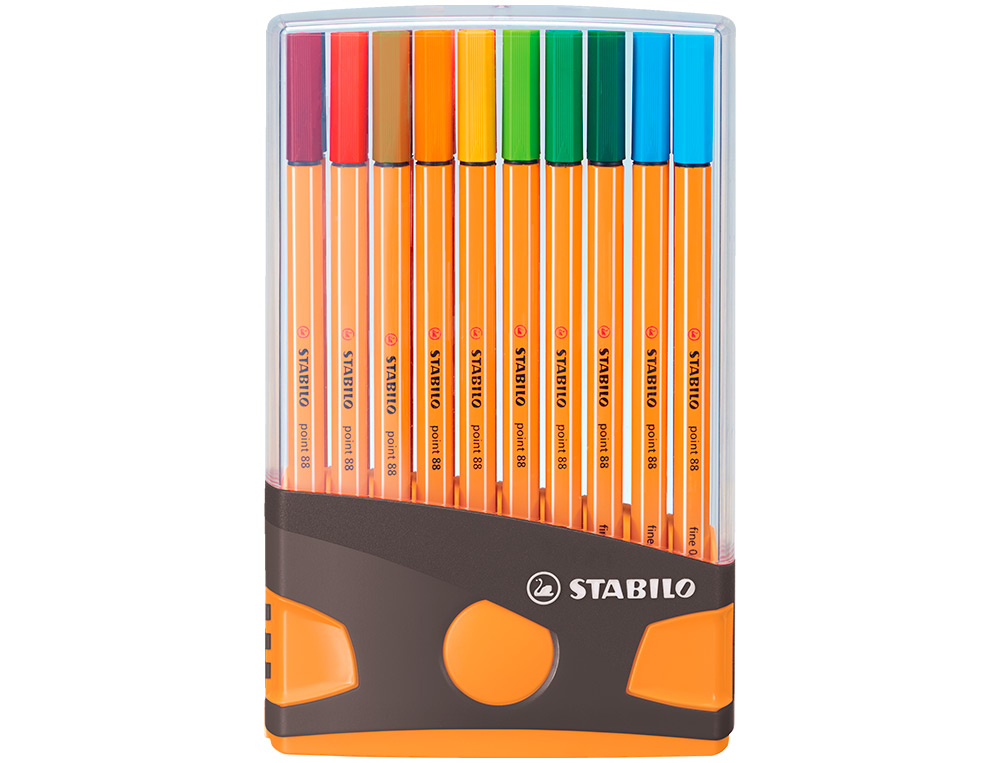 MARCADOR STABILO PONTA DE FIBRA POINT 88 COR PARADE ANTRACITE/LARANJA ESTOJO DE 20 UNIDADES CORES SORTIDAS