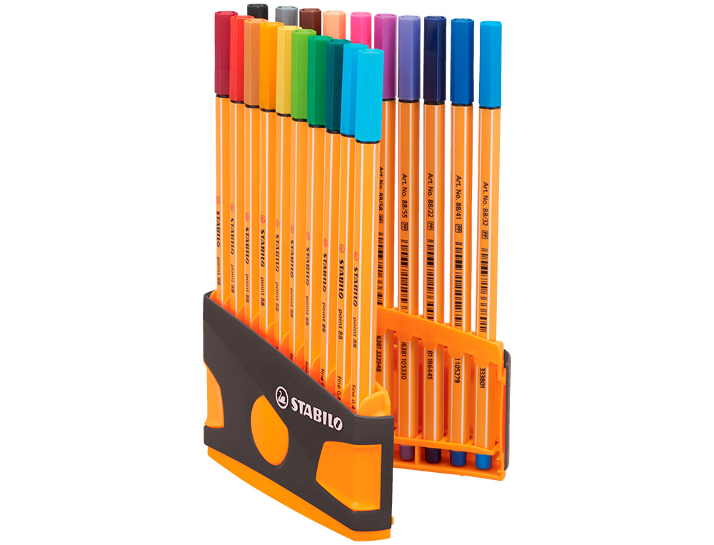 MARCADOR STABILO PONTA DE FIBRA POINT 88 COR PARADE ANTRACITE/LARANJA ESTOJO DE 20 UNIDADES CORES SORTIDAS