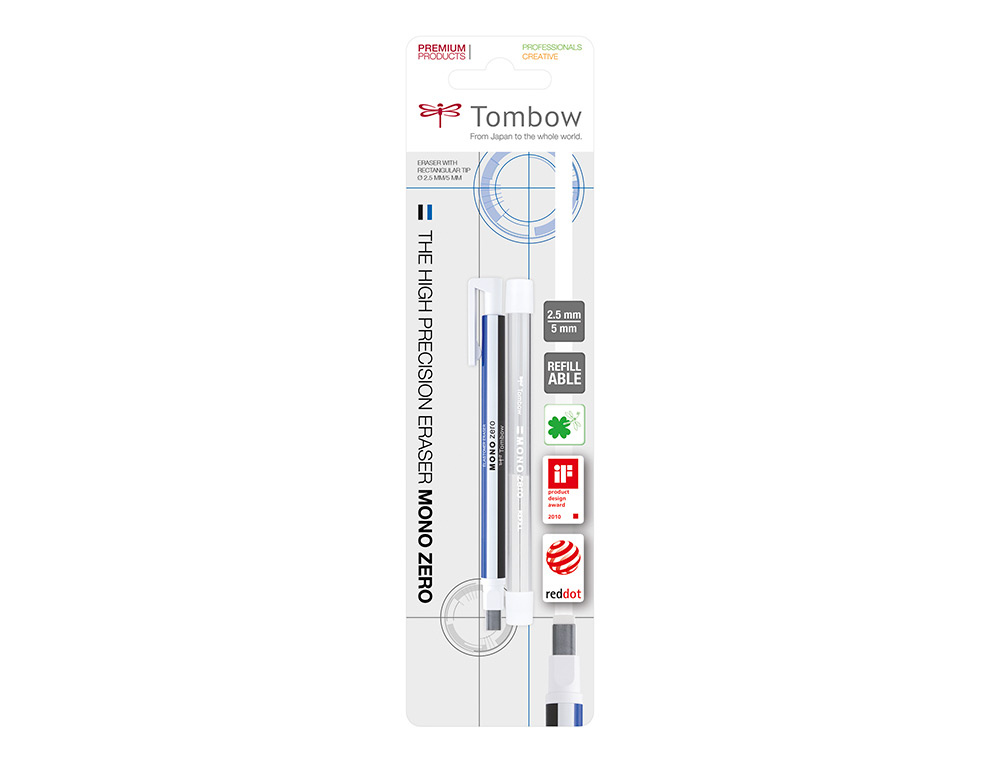 PORTA BORRACHA TOMBOW COM CLIP MONO ZERO PONTA RETANGULAR 2,5X5 MM