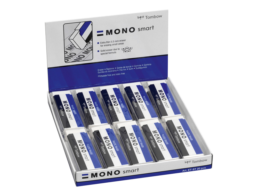 BORRACHA TOMBOW MONO SMART EXTRA FINA 5,5 MM CAIXA DE 20 UNIDADES