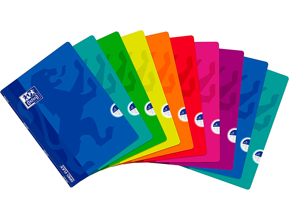 CADERNO AGRAFADO OXFORD OPENFLEX CAPA PLASTICO DIN A4 48 FOLHAS QUADRICULA 5 MM ASIGNATURA MATEMATICA CORES SORTIDAS