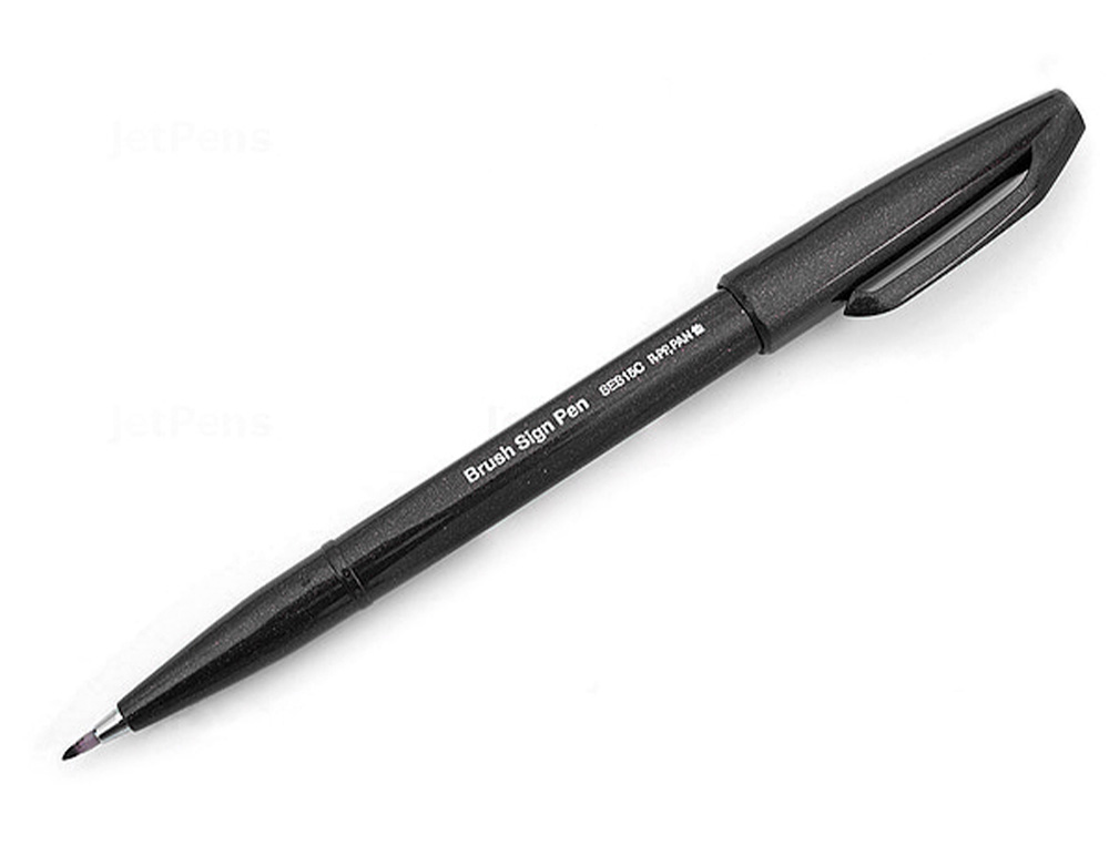 CANETA PINCEL PENTEL TOUCH PARA CALIGRAFIA COR CINZA CLARO