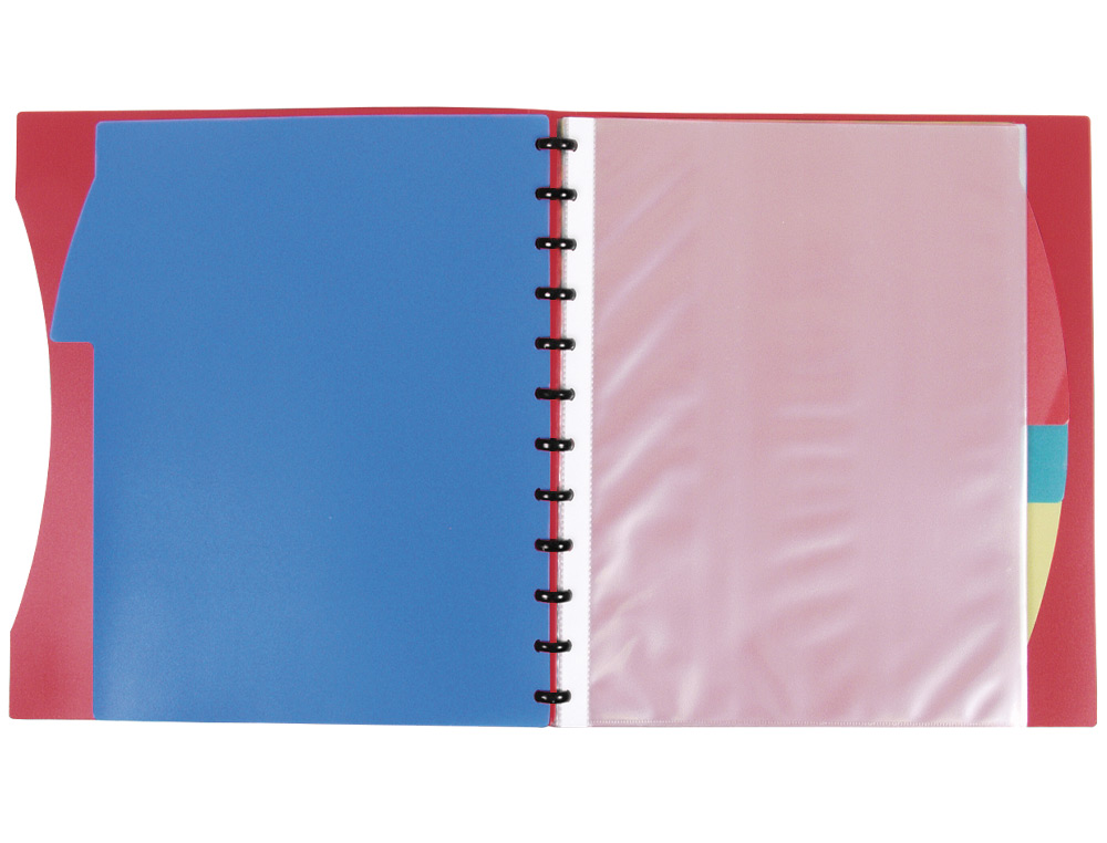 PASTA LIDERPAPEL A4 COM 40 BOLSAS INTERCAMBIAVEIS 5 SEPARADORES ENVELOPE E ELASTICO CAPA E LOMBADA PERSONALIZAVEL VERMEL