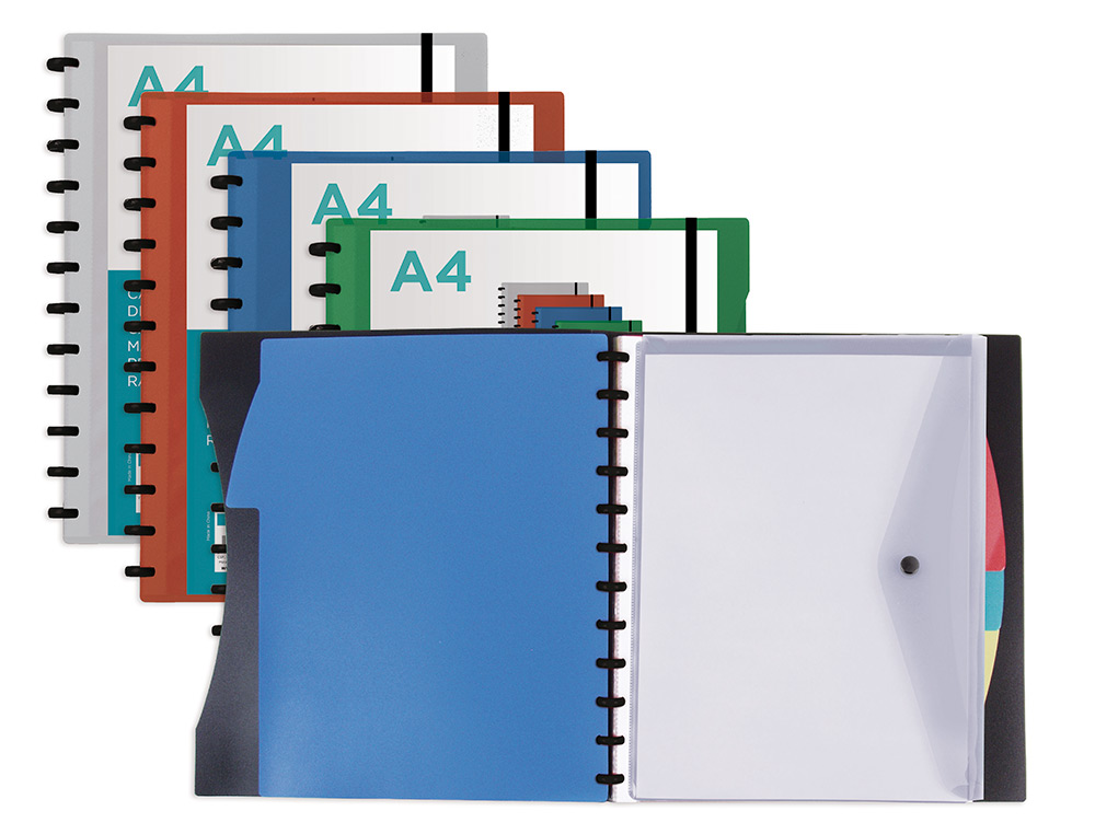 PASTA LIDERPAPEL A4 COM 40 BOLSAS INTERCAMBIAVEIS 5 SEPARADORES ENVELOPE E ELASTICO CAPA E LOMBADA PERSONALIZAVEL VERMEL