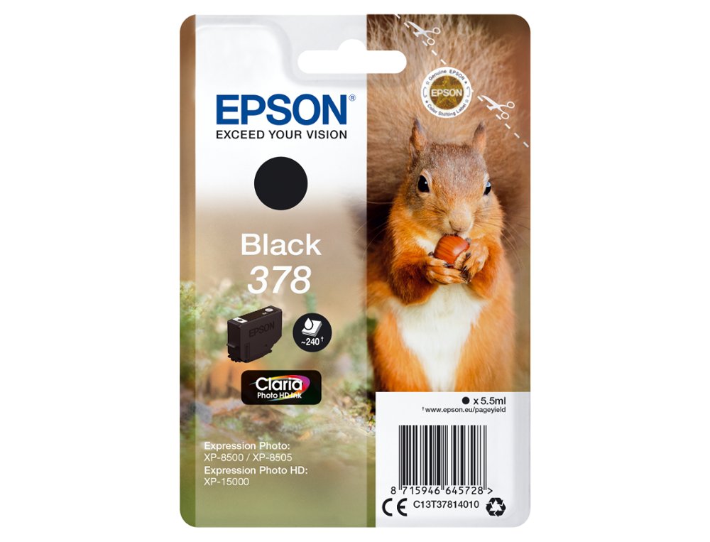 TINTEIRO EPSON 378 EXPRESSION HOME XP-8605 / 8606 / XP-15000 / XP-8500 / 8505 PRETO 240 PAG