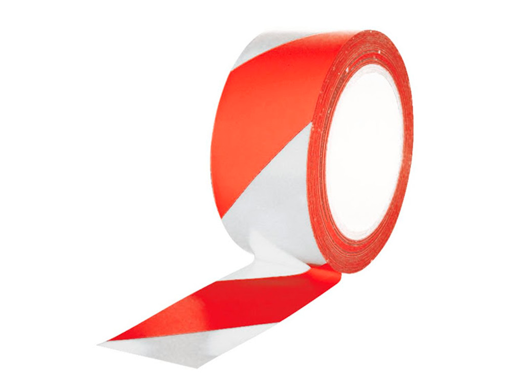 FITA ADESIVA Q-CONNECT DE SEGURANCA BRANCA E VERMELHA 20 MT X 48 MM