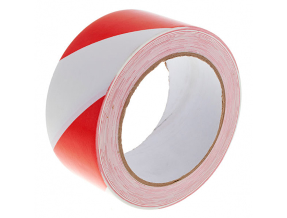 FITA ADESIVA Q-CONNECT DE SEGURANCA BRANCA E VERMELHA 20 MT X 48 MM