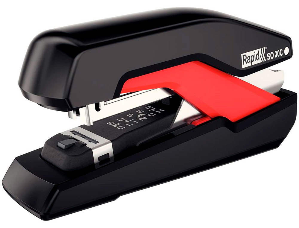 AGRAFADOR RAPID SO30C PLASTICO PRETO/VERMELHO CAPACIDADEE 30 FOLHAS USA AGRAFES OMNIPRESS 30