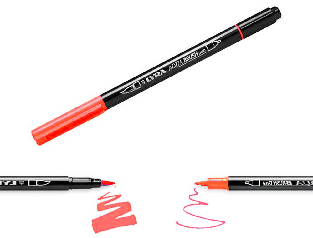 MARCADOR LYRA AQUA BRUSH AGUARELAVEL DUPLA PONTA E PINCEL TONS PRIMARIOS BLISTER DE 6 UNIDADES SORTIDAS