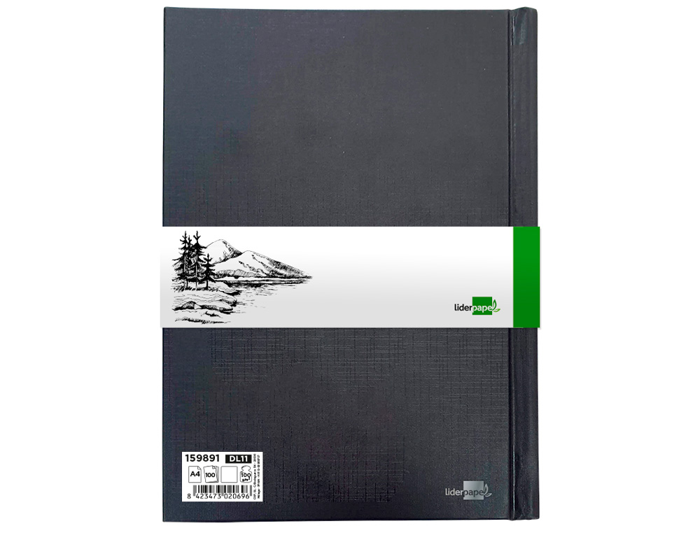 CADERNO DIARIO ENCADERNADO LIDERPAPEL DIN A4 210X297 MM 100 FOLHAS 100 GR COR PRETA