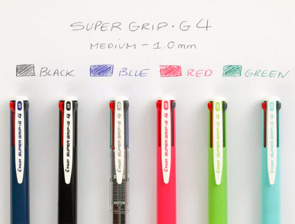 ESFEROGRAFICA PILOT SUPERGRIP G 4 CORES RETRATIL TINTA BASE DE OLEO CORPO COR VERDE LIMA