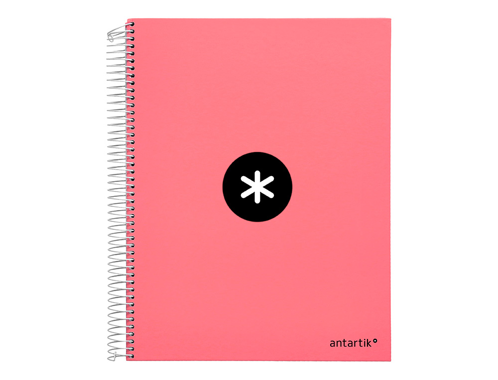 CADERNO ESPIRAL DIN A4 ANTARTIK CAPA FORRADA 120F 100 GR PAUTADO 5 BANDAS 4 FUROS COR CORAL