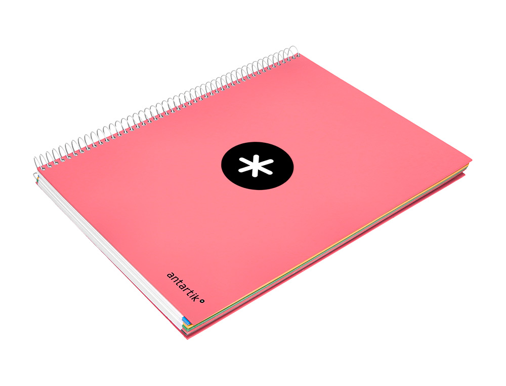 CADERNO ESPIRAL DIN A4 ANTARTIK CAPA FORRADA 120F 100 GR PAUTADO 5 BANDAS 4 FUROS COR CORAL