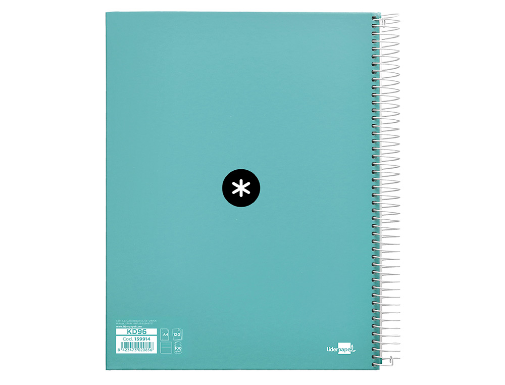 CADERNO ESPIRAL DIN A4 ANTARTIK CAPA FORRADA 120F 100 GR PAUTADO 5 BANDAS 4 FUROS COR MENTA