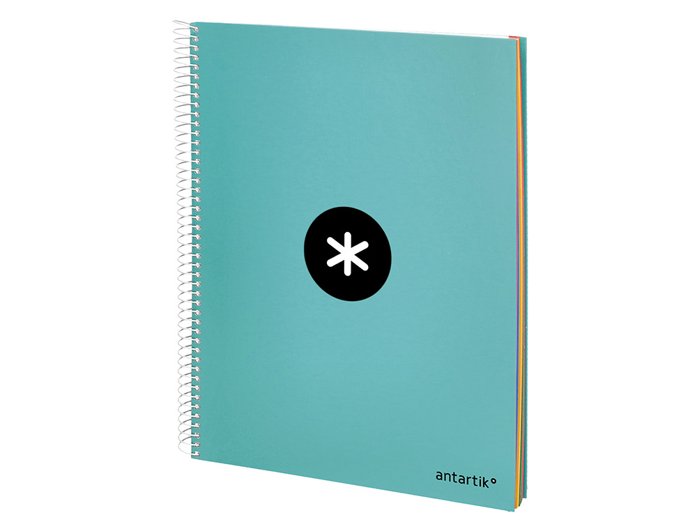 CADERNO ESPIRAL DIN A4 ANTARTIK CAPA FORRADA 120F 100 GR PAUTADO 5 BANDAS 4 FUROS COR MENTA
