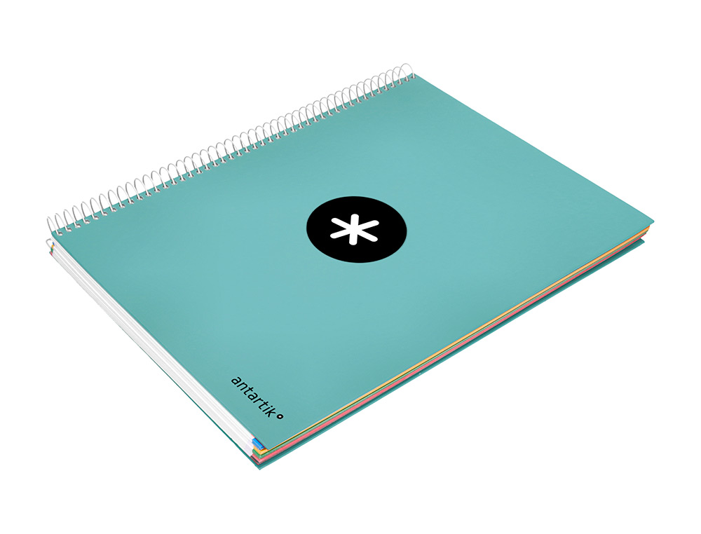 CADERNO ESPIRAL DIN A4 ANTARTIK CAPA FORRADA 120F 100 GR PAUTADO 5 BANDAS 4 FUROS COR MENTA