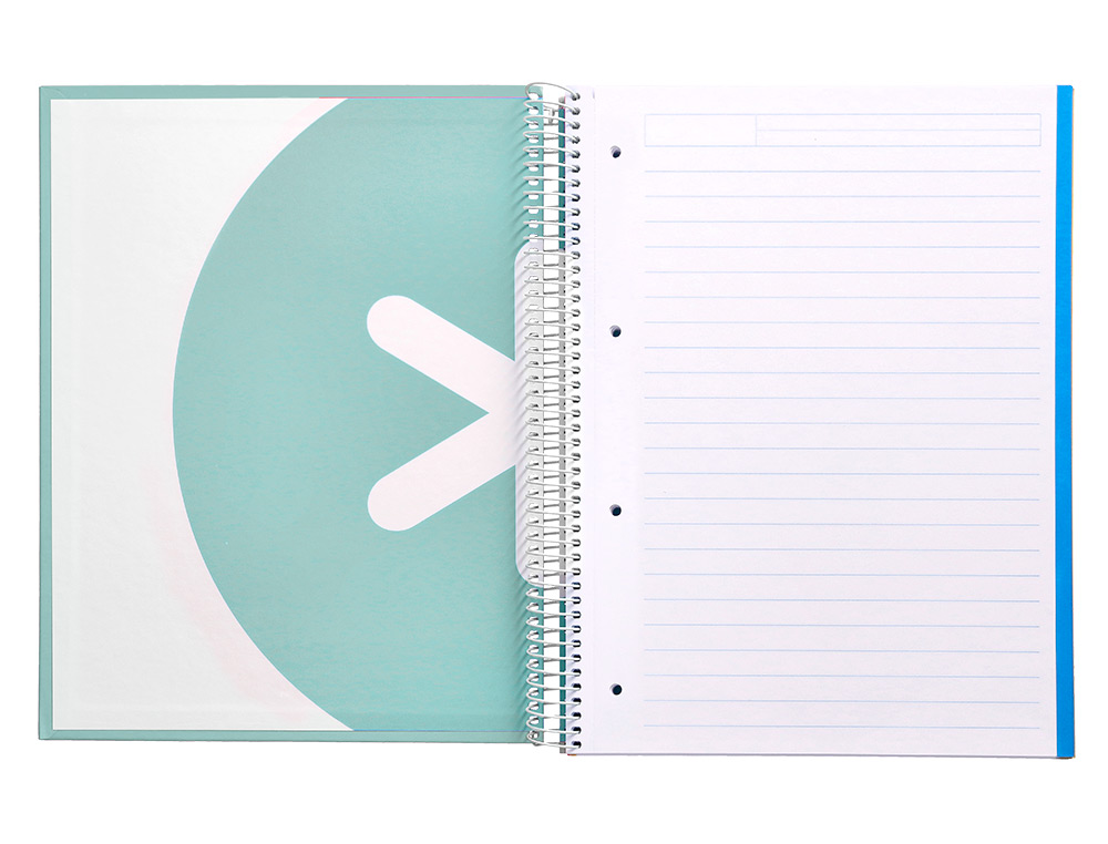 CADERNO ESPIRAL DIN A4 ANTARTIK CAPA FORRADA 120F 100 GR PAUTADO 5 BANDAS 4 FUROS COR MENTA