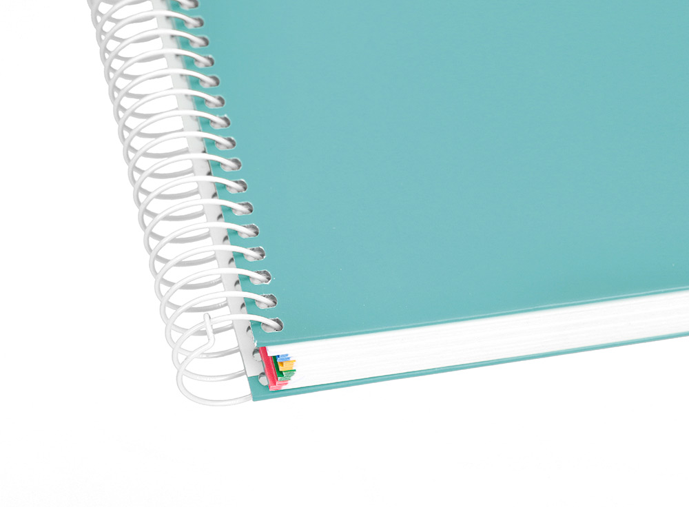CADERNO ESPIRAL DIN A4 ANTARTIK CAPA FORRADA 120F 100 GR PAUTADO 5 BANDAS 4 FUROS COR MENTA