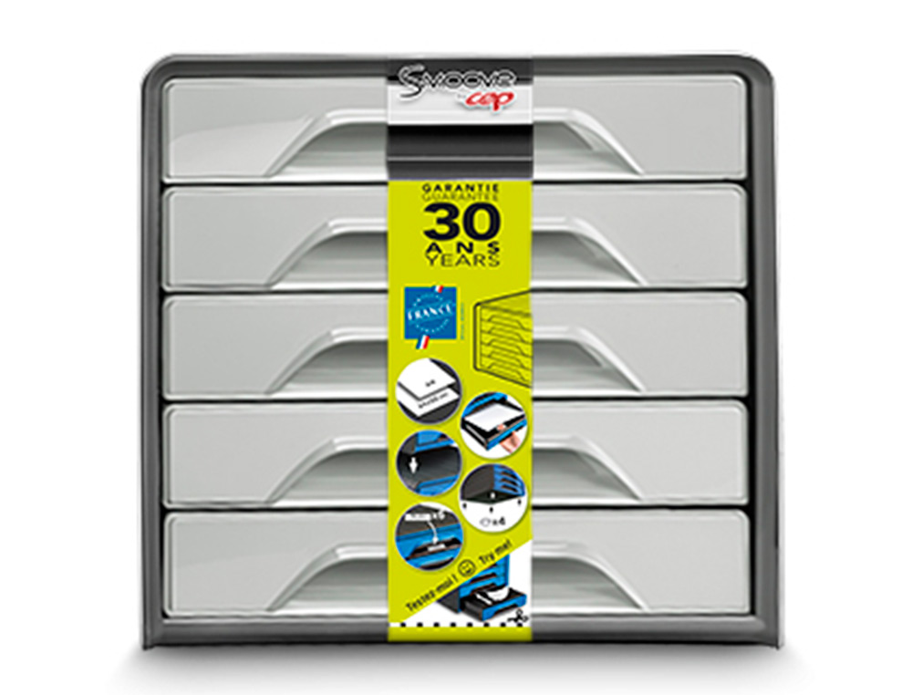BLOCO CLASSIFICADOR DE GAVETAS CEP SMOOVE 5 GAVETAS COR CINZA