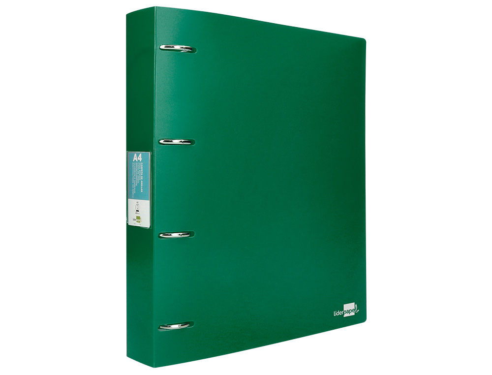 PASTA LIDERPAPEL POLIPROPILENO DIN A4 4 ANEIS MISTOS 40 MM VERDE TRANSLUCIDO
