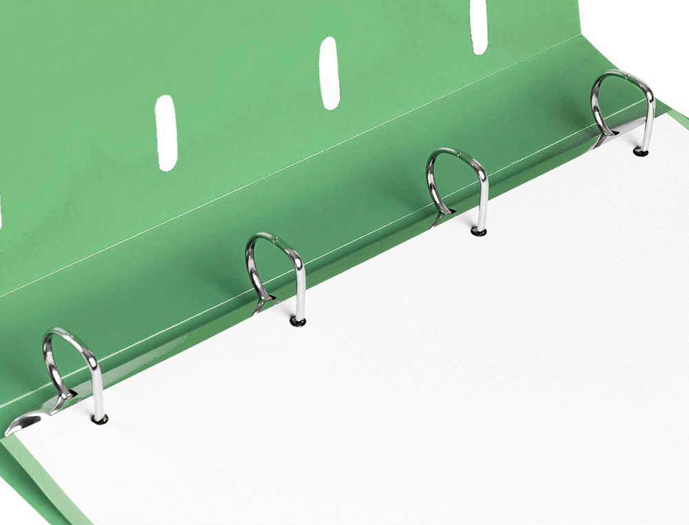 PASTA LIDERPAPEL COM RECARGA POLIPROPILENO DIN A4 4 ANEIS 25MM QUADRICULA 5MM MENTA OPACO