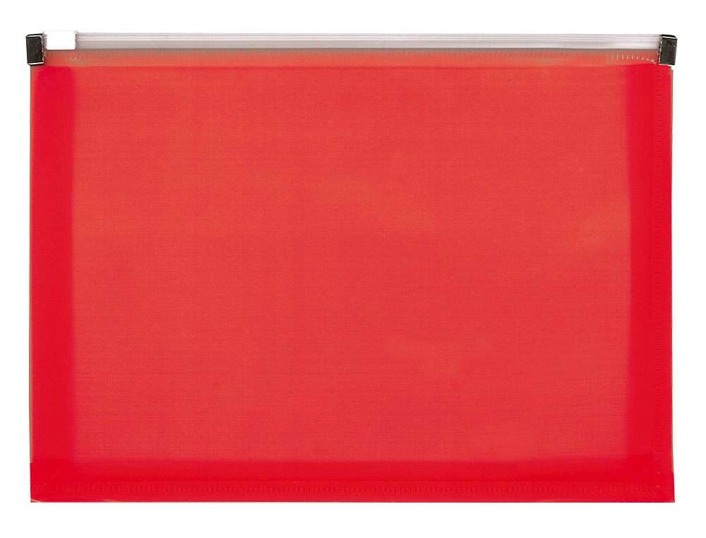 BOLSA PORTA DOCUMENTOS LIDERPAPEL A3 COM FECHO VERMELHO TRANSLUCIDO