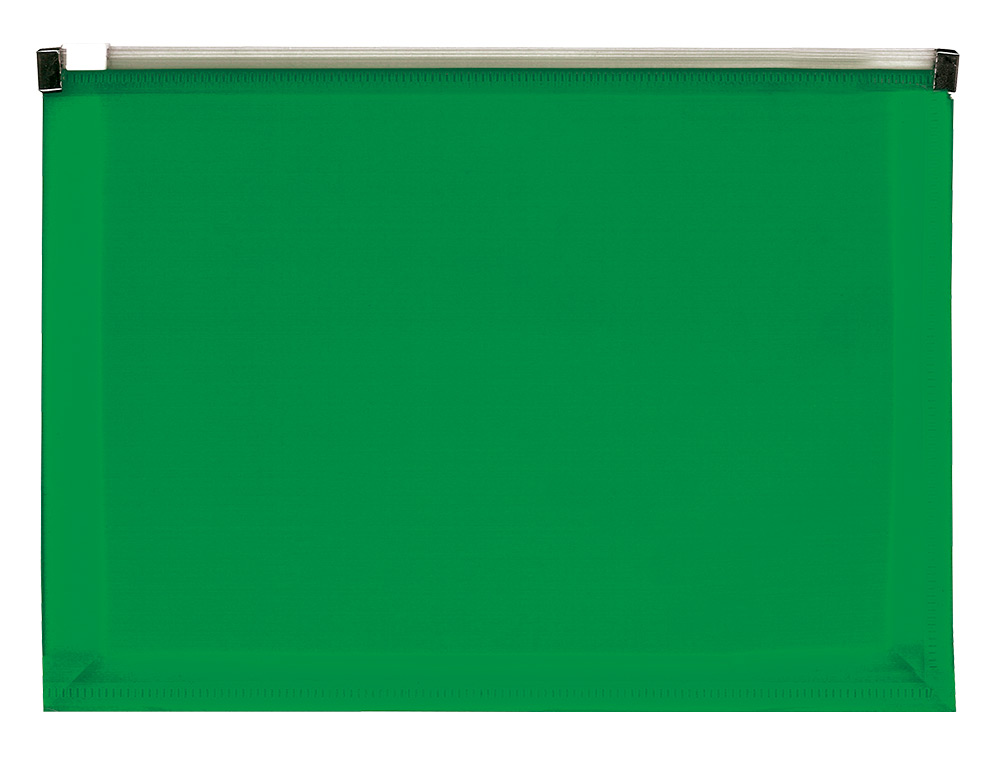 BOLSA PORTA DOCUMENTOS LIDERPAPEL A4 COM FECHO VERDE TRANSLUCIDO