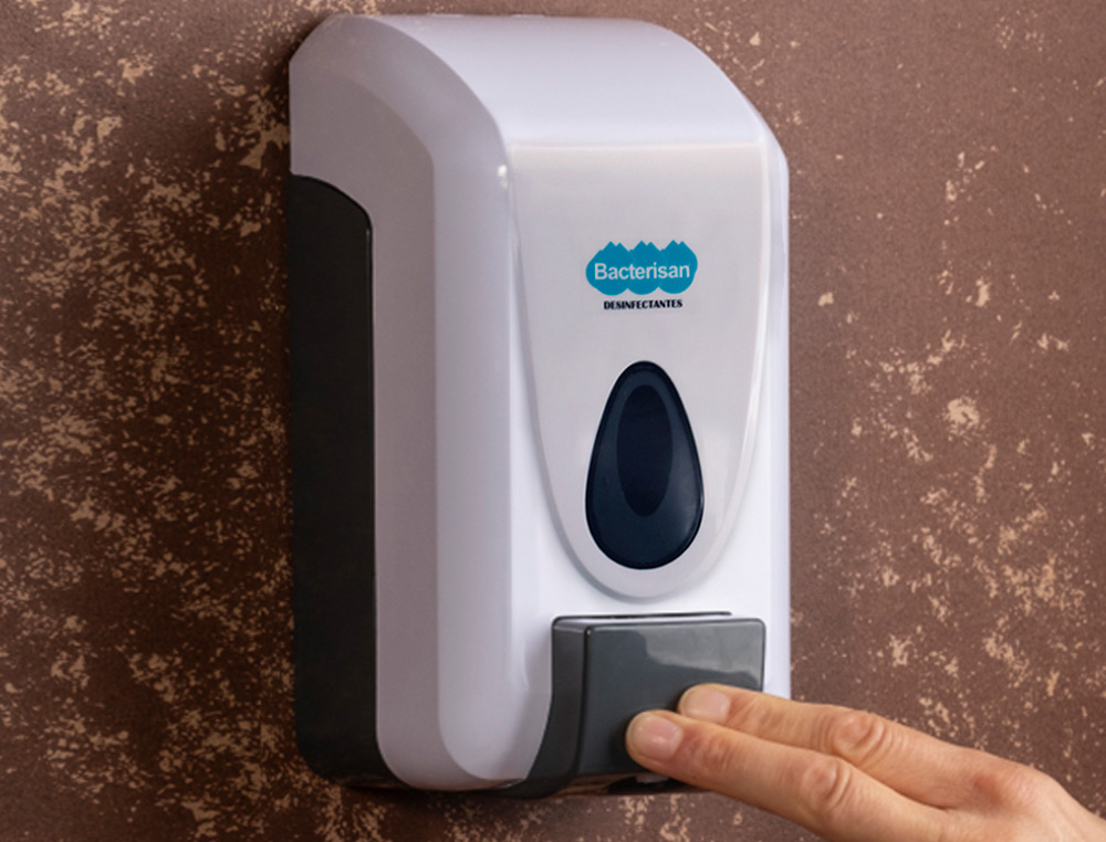 DISPENSADOR PARA GEL E SABAO BACTERISAN DE PAREDE CAPACIDADE 800 ML COR BRANCO 120X110X240 MM
