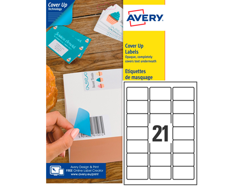 ETIQUETA ADESIVA AVERY PERMANENTE PARA IMPRESSORA LASER BRANCA 63,5X38,1 MM CAIXA DE 525 UNIDADES