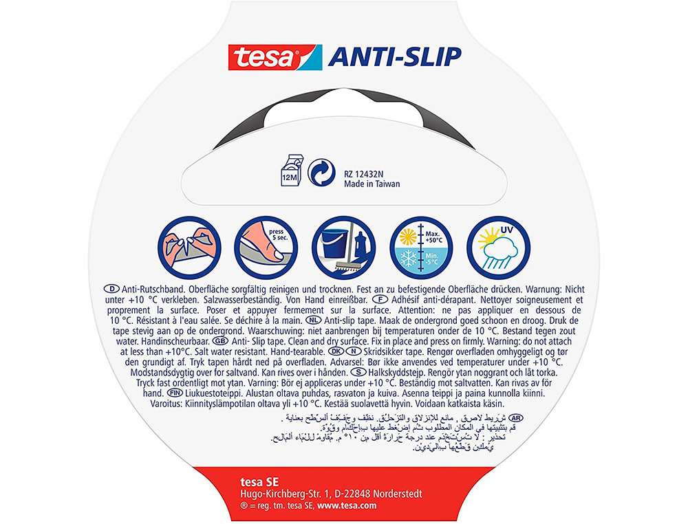 FITA ANTIDESLIZANTE ADESIVA TESA USO INTERIOR / EXTERIOR COR PRETO 5 MT X 25 MM
