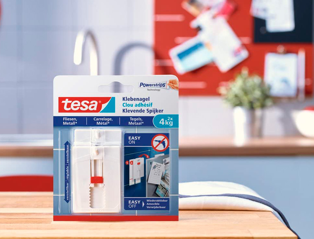 PREGO AUTOADESIVO TESA FIXACAO ATE 4 KG USO AZULEJOS REMOVIVEL BLISTER DE 2 UNIDADES