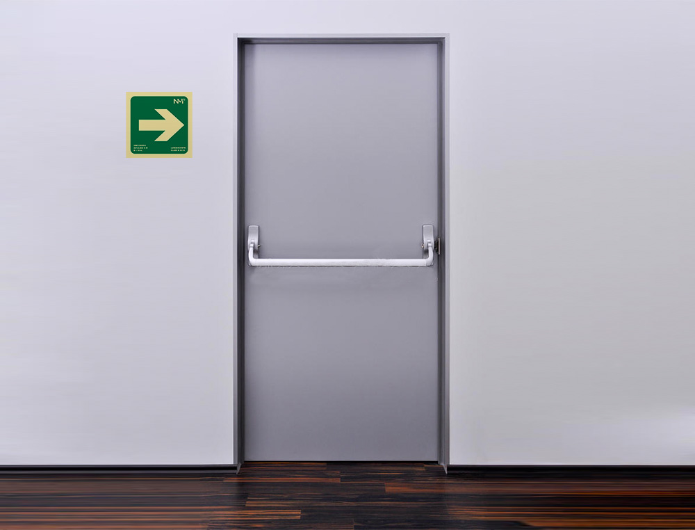 PICTOGRAMA ARCHIVO 2000 SETA DIREITA PVC VERDE LUMINISCENTE 224X224 MM