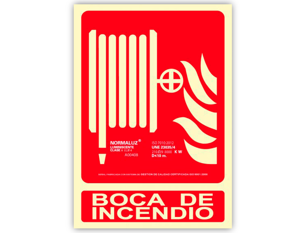 PICTOGRAMA ARCHIVO 2000 BOCA DE INCENDIO PVC VERMELHO LUMINISCENTE 210X300 MM
