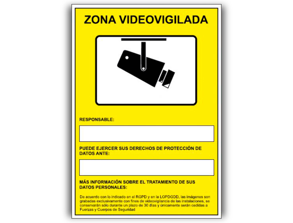 PICTOGRAMA ARCHIVO 2000 CAMARAS DE VIGILANCIA EM GRAVACAO AS 24 HORAS PVC AMARELO LUMINISCENTE 210X297 MM