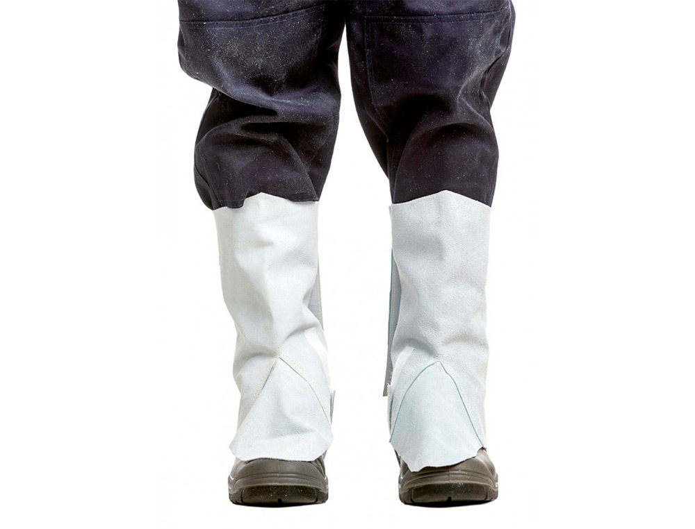 POLAINA PARA SOLDADOR FARU COURO CROMADO AJUSTAVEL COM VELCRO E FIVELA 40 CM