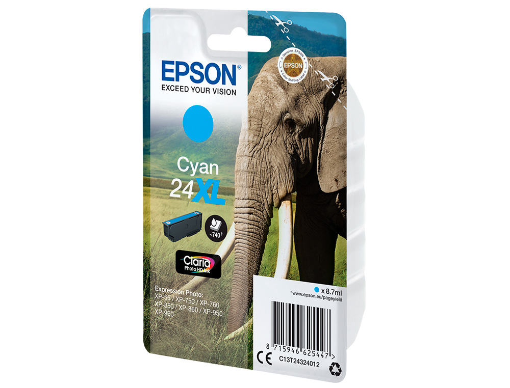 TINTEIRO EPSON CLARIA PHOTO HD INK CIAN 24XL EXPRESSION PHOTO XP-760/950