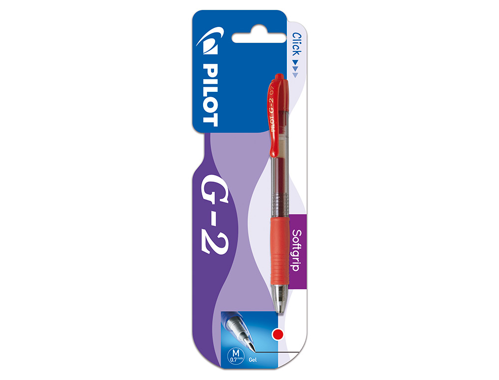 ESFEROGRAFICA PILOT G-2 VERMELHO TINTA GEL RETRATIL APOIO EM BORRACHA EM BLISTER