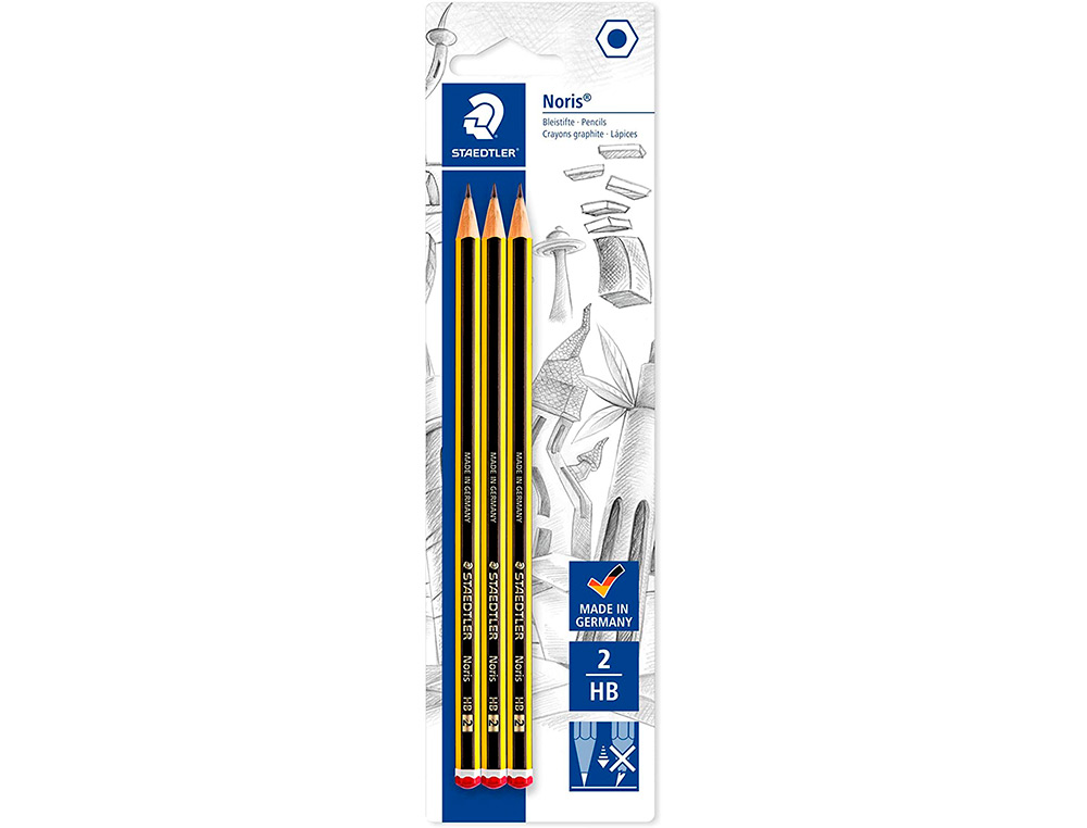 LAPIS DE GRAFITE STAEDTLER NORIS N2 HB BLISTER DE 3 UNIDADES