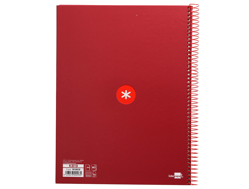 CADERNO ESPIRAL A4 MICRO ANTARTIK CAPA FORRADA 80F 90 GR QUADRICULA 5MM 1 BANDA 4 FUROS COR FRAMBOESA