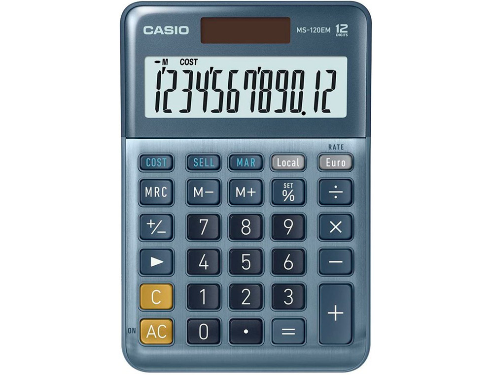CALCULADORA CASIO MS-120EM SECRETARIA 12 DIGITOS TX +/- TECLA DUPLO ZERO COR AZUL