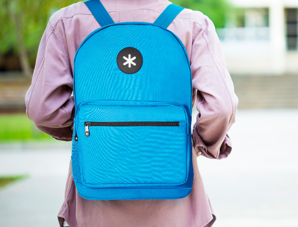 MOCHILA ANTARTIK COM ASA E BOLSO FRONTAL COM FECHO COR AZUL 320X140X430 MM